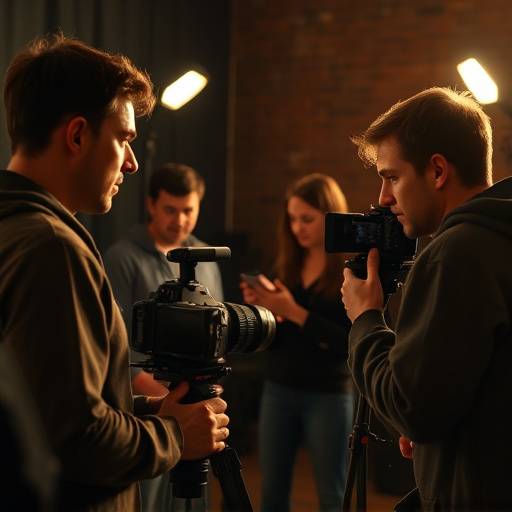 Actors practicing on-camera techniques in Acting for Film and Television class