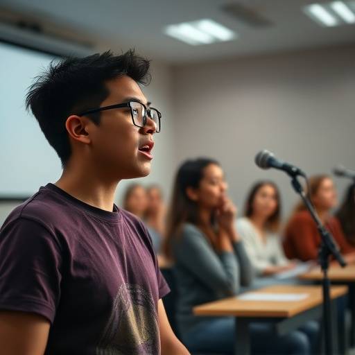 Student practicing vocal exercises in Voice and Speech class